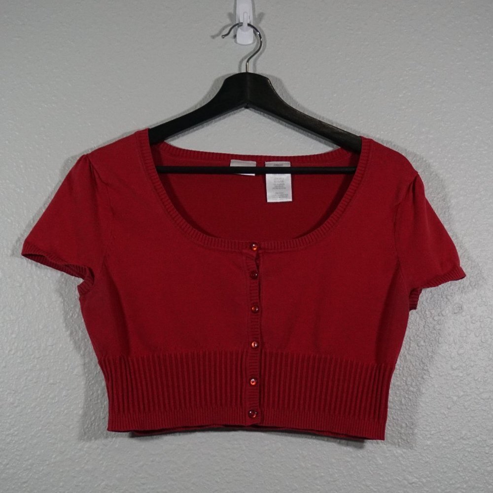 No Boundaries Juniors L Crop Top Button Down Sweater